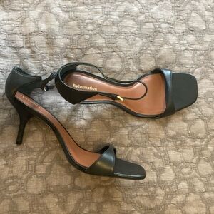 Reformation Black Leather Heels (Size 11)
